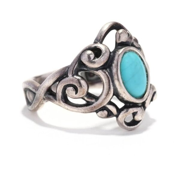 Carolyn Pollack Sterling Silver Turquoise Ring (size 7) - Picture 2 of 6